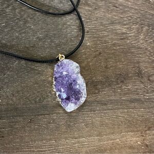 Raw Amethyst Cluster Crystal Necklace